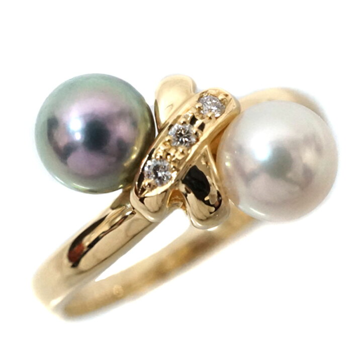 楽天市場】タサキ Tasaki K18 ゴールドD0.02ct パール リング 【中古 