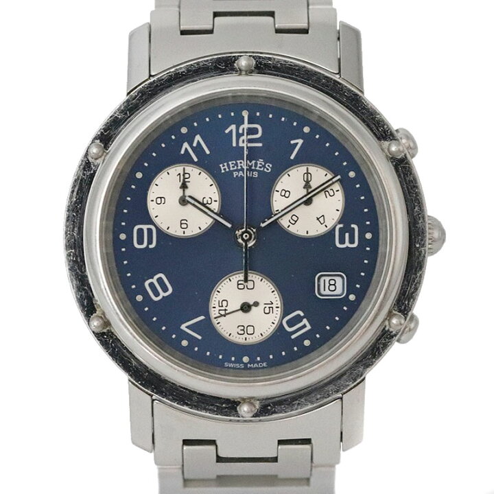 楽天市場】エルメス Hermes CL1.910 クリッパー クロノグラフ 青文字盤 