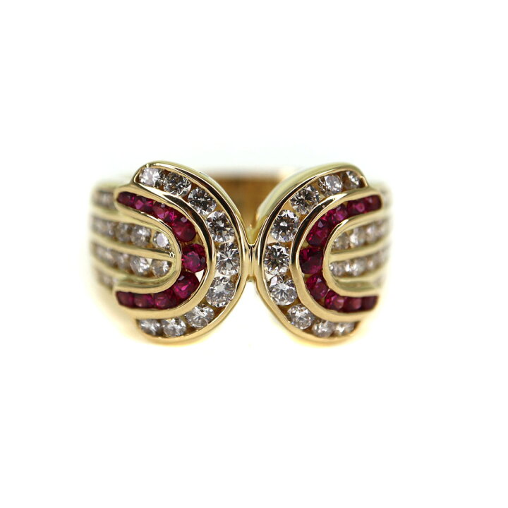 楽天市場】18金 K18 デザインリング ダイヤモンド ルビー 約12号 指輪  