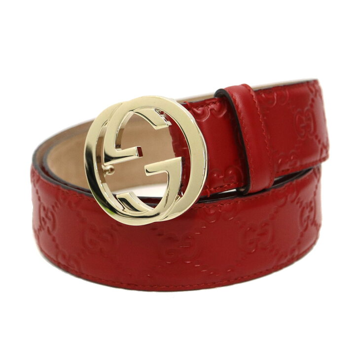 楽天市場】グッチ Gucci 370543 GGレザーベルト レッド【中古】 : 質屋 