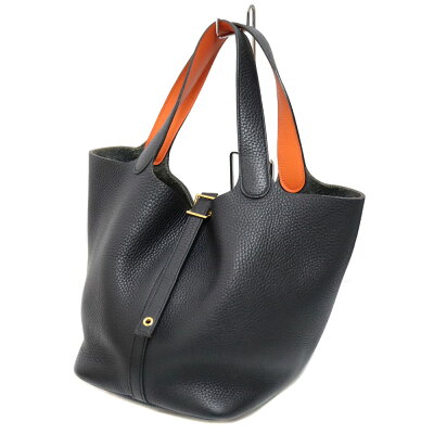 エルメスHermesピコタンロックGMハンドバッグブラックユニセックストリヨンレザー【中古】