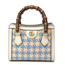 グッチ Gucci 702732 ラフィア バンブー 2WAYバッグ 千鳥柄【中古】