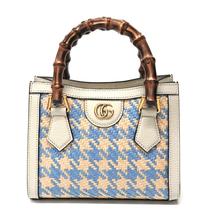 楽天市場】グッチ Gucci 702732 ラフィア バンブー 2WAYバッグ 千鳥柄 