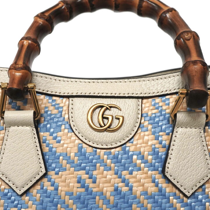 楽天市場】グッチ Gucci 702732 ラフィア バンブー 2WAYバッグ 千鳥柄 