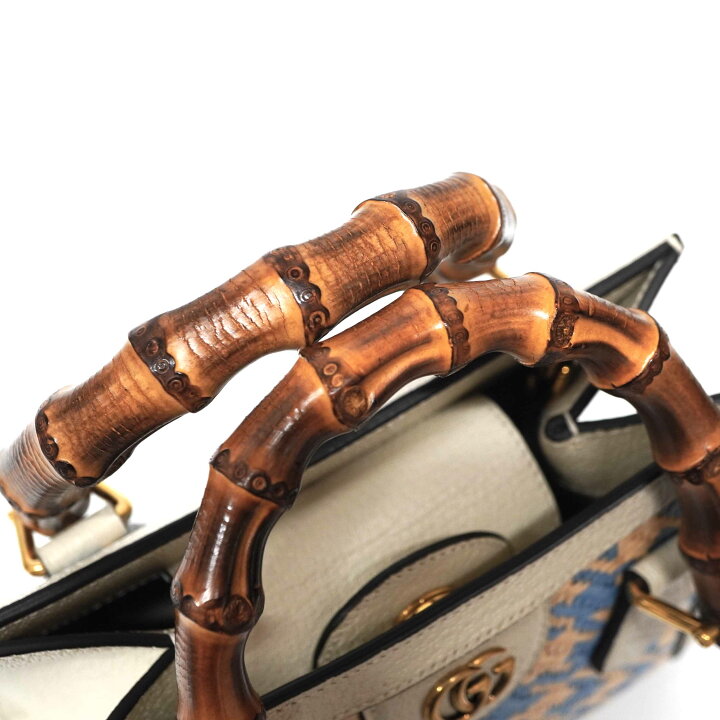 楽天市場】グッチ Gucci 702732 ラフィア バンブー 2WAYバッグ 千鳥柄 