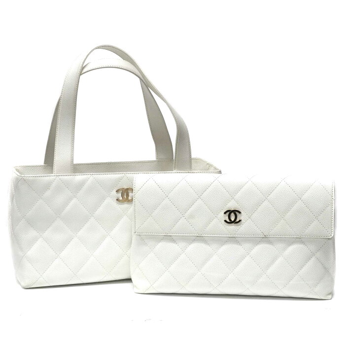 楽天市場】シャネル Chanel トートバッグ クラッチ付 ホワイト 