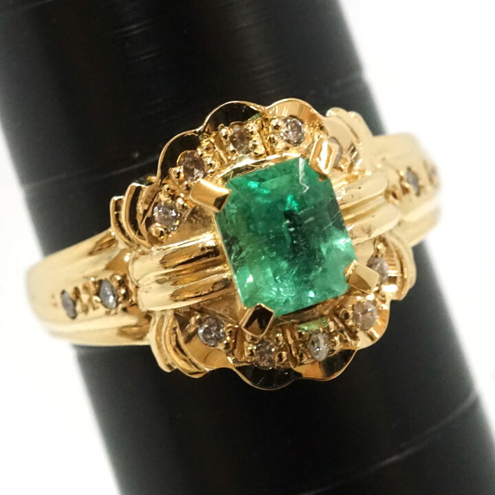 楽天市場】K18 18金 リング 指輪 エメラルド0.53ct ダイヤモンド 0.10 