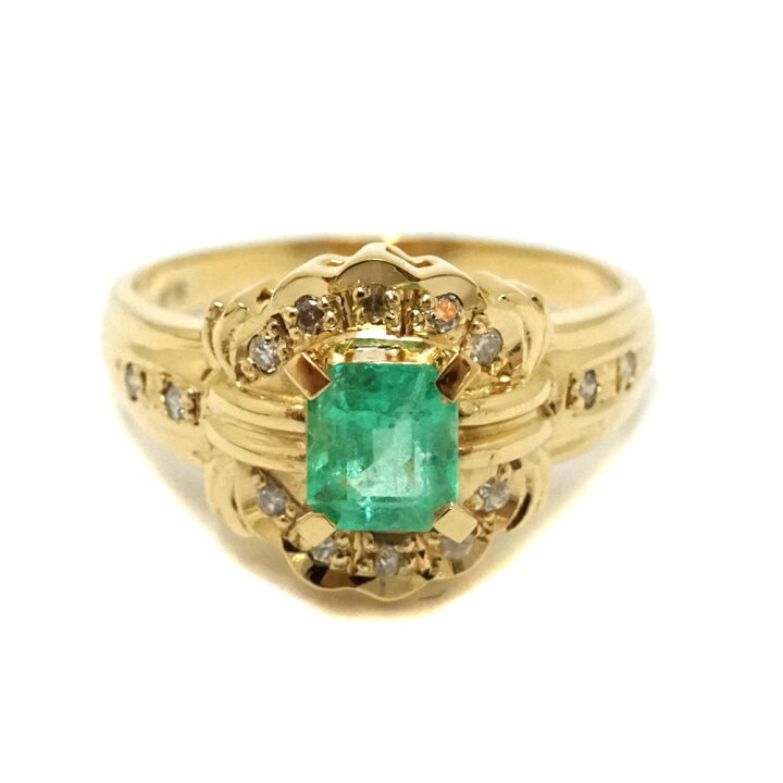 楽天市場】K18 18金 リング 指輪 エメラルド0.53ct ダイヤモンド 0.10  