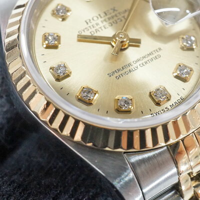 ロレックスRolex69173GデイトジャストX番10Pダイヤシャンパン【中古】