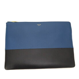 セリーヌ Celine バイカラークラッチバッグ セカンドバッグ レザー ブルー ブラック【中古】