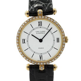 ヴァンクリーフアーペル Van cleef＆arpel 18601B1 ラクラシック K18YG ダイヤベゼル クオーツ 腕時計【中古】
