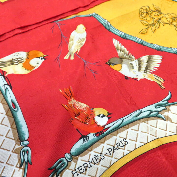 楽天市場】HERMES 【エルメス】 スカーフ カレ90 レッド系 鳥 87cm  