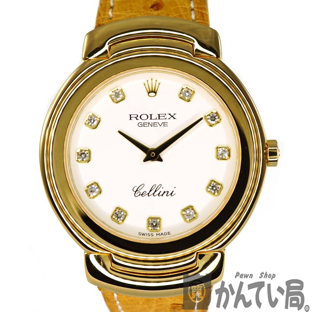 全ての メーカー修理済み Rolex ロレックス 6622 8 チェリーニ 11pダイヤ ゴールド ホワイト 革ベルト クォーツ オーストリッチ メンズ 腕時計 Used 8 かんてい局春日井店 K Chancen International