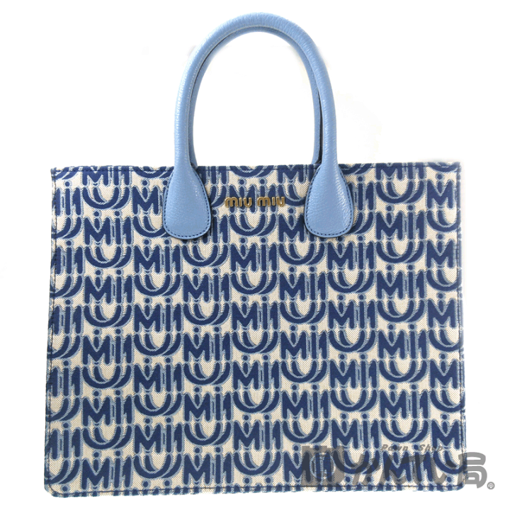 【miu miu ミュウミュウ】キャンバス＆レザー　ハンドバッグ(リバーシブル) miu miu リバーシブル キャンバス＆レザーハンドバッグ2wayタイプ