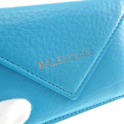 BALENCIAGA【バレンシアガ】391446コンパクトウォレットレザーライトブルー系レディース財布ブランド3つ折り【中古】USED-B【6】k2004025質屋かんてい局春日井店