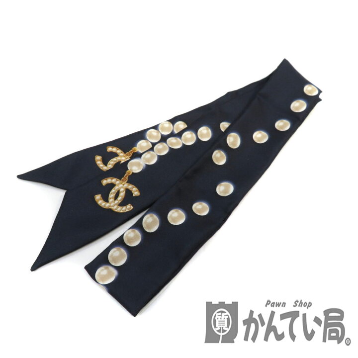 楽天市場】CHANEL 【シャネル】 スカーフ パール ココマーク ブラック 