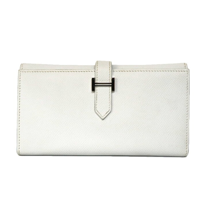 楽天市場】HERMES【エルメス】ベアン 2つ折り ホワイト 白 シルバー 