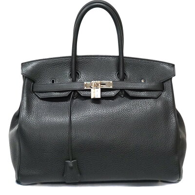 HERMES【エルメス】バーキン35ハンドバッグトゴ(推定)ブラックシルバー金具レディース鞄【中古】USED-8質屋かんてい局北名古屋店n21-8003