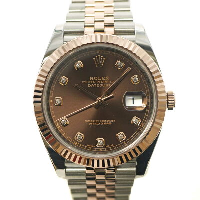 【WEB限定】ROLEX【ロレックス】126331Gデイトジャスト4110Pダイヤ2017年購入保証書ありコンビSS×K18PGピンクゴールドチョコレート文字盤OH仕上げ済ランダムメンズ腕時計自動巻きオートマチック【中古】USED-9【質屋かんてい局北名古屋店】n21-8302