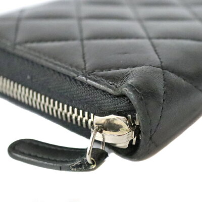 CHANEL【シャネル】A50097ラウンドファスナー財布長財布ラムスキンココマークレザーブラック系レディース【中古】USED-6かんてい局小牧店c22-774