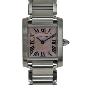 カルティエ Cartier W51028Q3 タンクフランセーズSM ピンクシェル レディース 腕時計【中古】