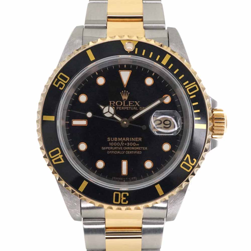 ロレックス サブマリーナデイト16613LN 自動巻き 腕時計 黒 ゴールド 高級