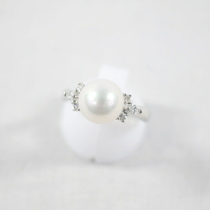 楽天市場】中古美品 PT900 パール・ダイヤモンドリング P9.1mm/D0.2ct  