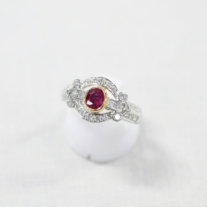 楽天市場】中古美品 K18 PT900 ルビー・ダイヤモンドリング R0.54ct/D0 
