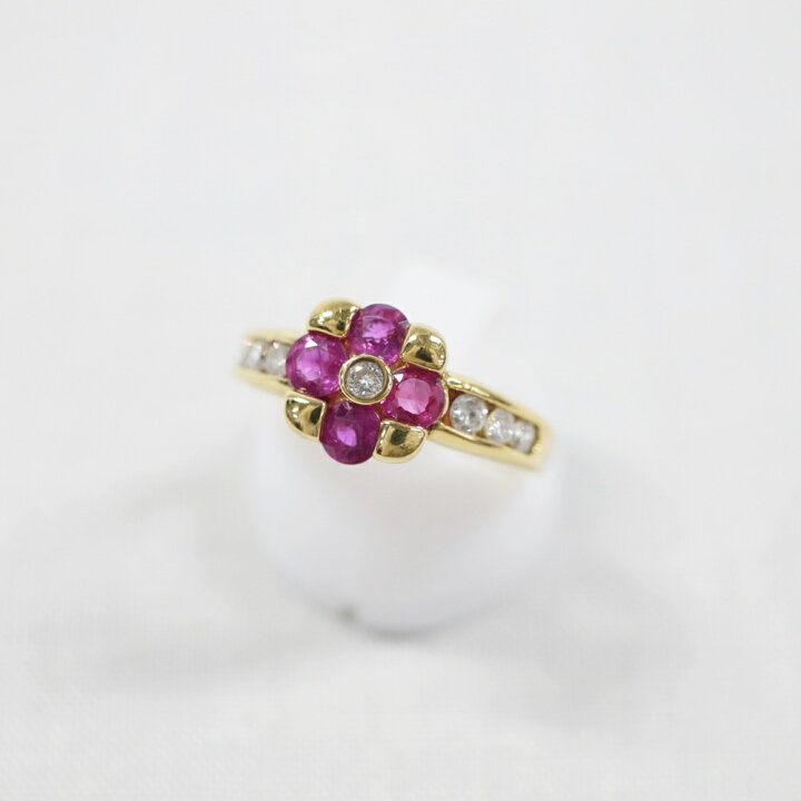 楽天市場】中古美品 K18 ルビー・ダイヤモンドリング R0.61ct/D0.3ct 