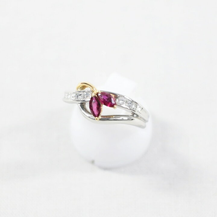 楽天市場】中古美品 K18 PT900 ルビー・ダイヤモンドリング R0.38ct/D0 