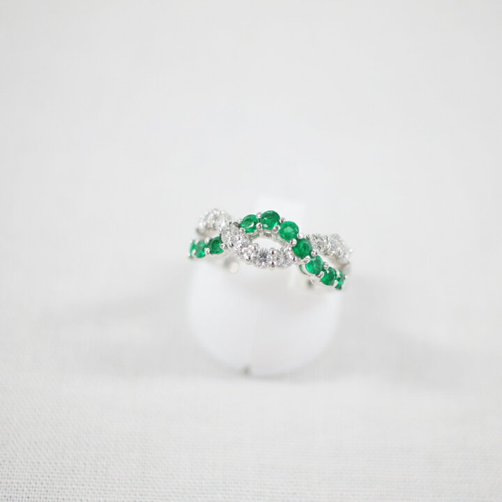 楽天市場】中古美品 Pt900 エメラルド・ダイヤモンドリング E0.27ct 