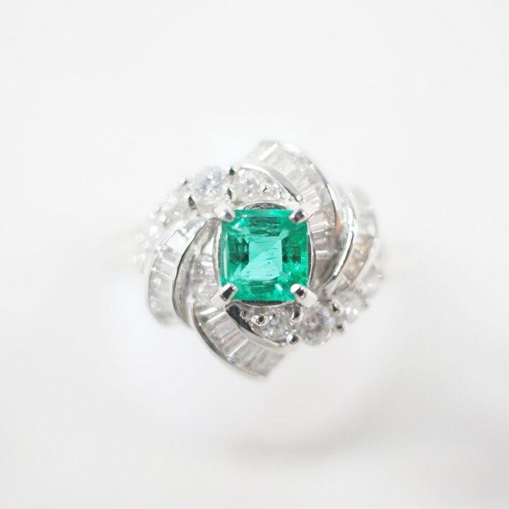 楽天市場】中古美品 Pt900 エメラルド・ダイヤモンドリング E0.40ct 
