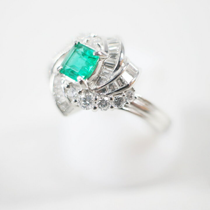 楽天市場】中古美品 Pt900 エメラルド・ダイヤモンドリング E0.40ct 