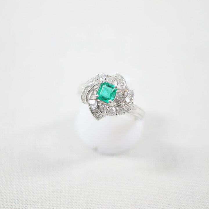 楽天市場】中古美品 Pt900 エメラルド・ダイヤモンドリング E0.40ct 