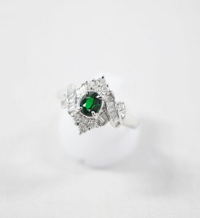 楽天市場】中古美品 Pt900 グリーンガーネット・ダイヤモンドリング G0 