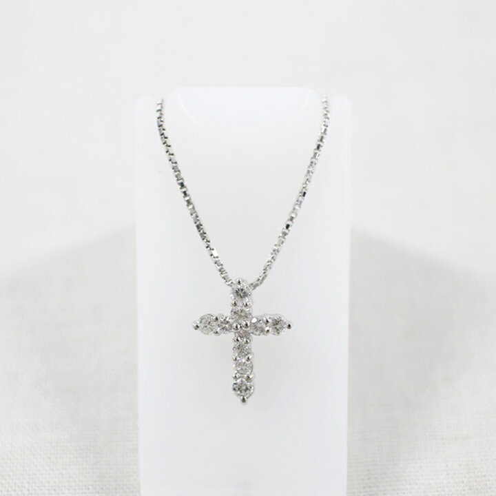 楽天市場】中古美品 PT850 ダイヤモンド・クロスネックレス D0.3ct/約  