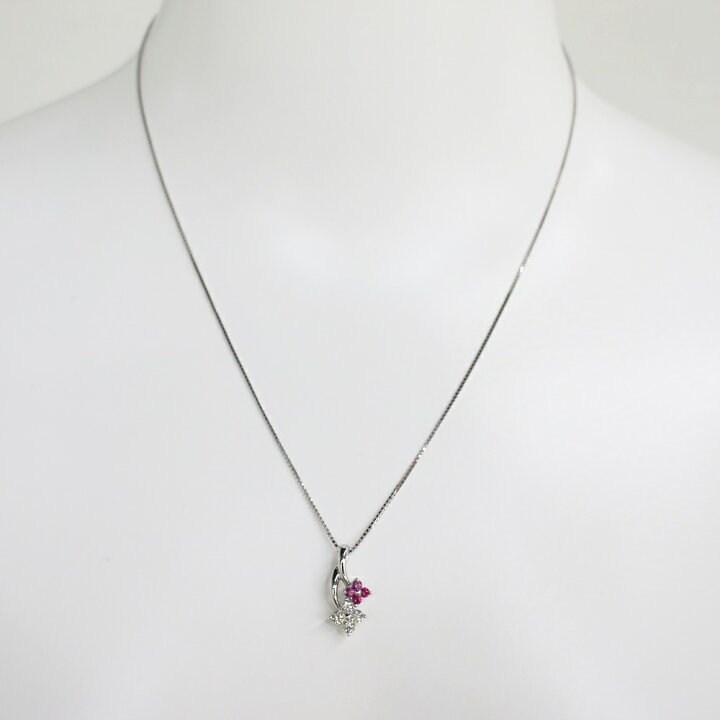 楽天市場】中古美品 K18WG ルビー・ダイヤモンドネックレス R0.16ct 