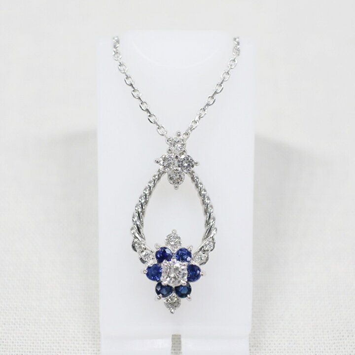 楽天市場】中古美品 PT850 サファイア・ダイヤモンドネックレス S0 