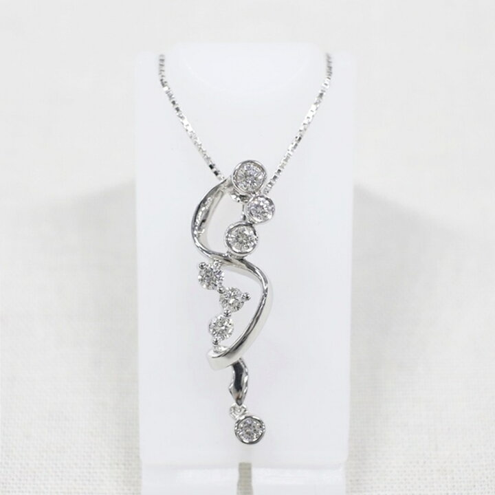 楽天市場】中古美品 K18WG ダイヤモンドネックレス D0.41ct/約4.3g/約  