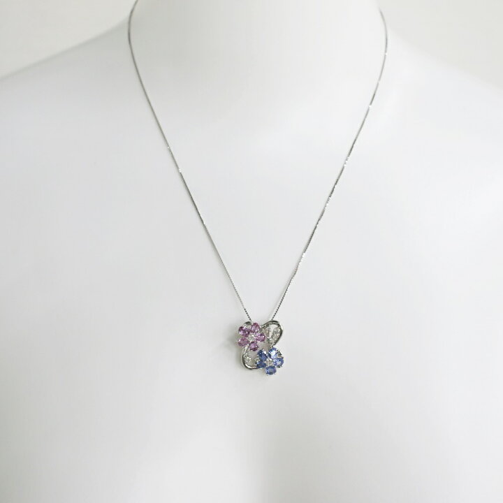 楽天市場】中古美品 K18WG サファイア・ダイヤモンドネックレス S2  