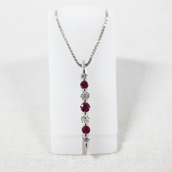 楽天市場】中古美品 Pt900 ルビー・ダイヤモンドネックレス R0.32ct 