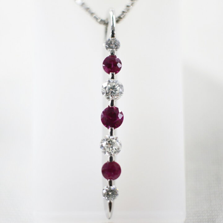 楽天市場】中古美品 Pt900 ルビー・ダイヤモンドネックレス R0.32ct 