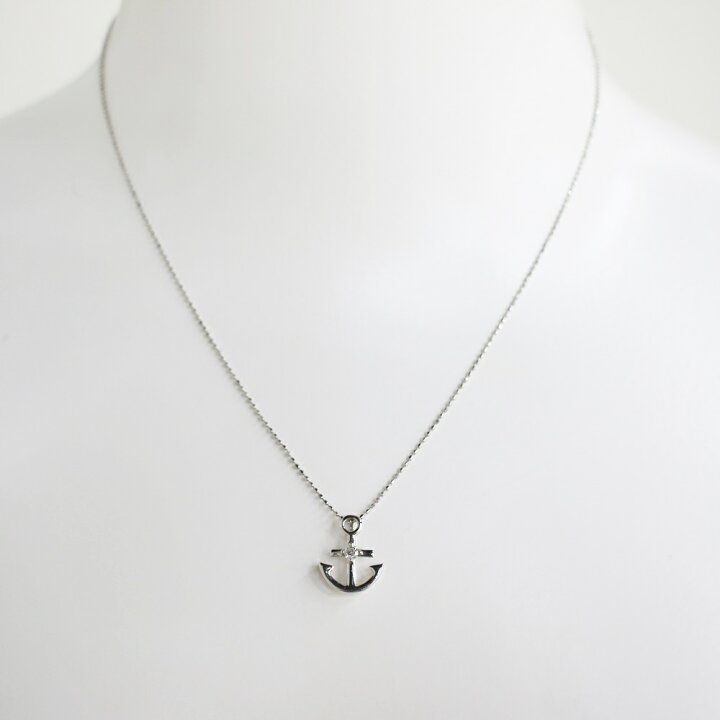楽天市場】中古美品 K18WG ダイヤモンドネックレス イカリ D0.05ct 