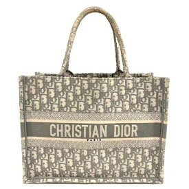 【中古】クリスチャン ディオール M1296ZRIW Dior Book Tote (ブック トート) スモールバッグ DIOR グレー シグネチャー トートバッグ 刺繍 キャンバス レディース バッグ USED-B