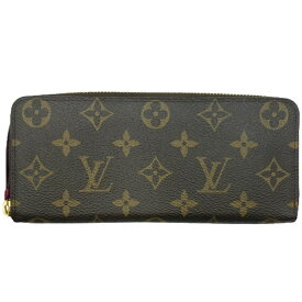 LOUIS VUITTON ルイヴィトン M60742 ポルトフォイユ・クレマンス フューシャ モノグラム 長財布 ラウンドファスナー カードケース コインケース 小銭入れ 札入れ メンズ レディース ブランド □□USED-A