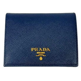 PRADA プラダ 1MV204 二つ折り財布 ブルー系 サフィアーノ □□USED-A