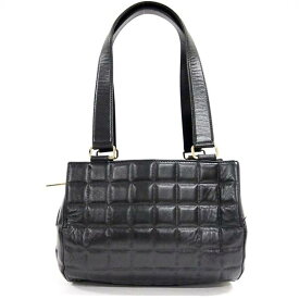 【中古】CHANEL チョコバー ミニ・ボストン ラムスキン ブラック レザー 黒 ゴールド 金具 ショルダーバッグ トートバッグ シャネル レディース ブランド □□ USED-BC●