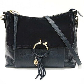 【中古】SEE BY CHLOE JOAN ジョアン 2way ショルダー ハンドバッグ ネイビー 紺 ゴールド金具 CROSSBODY SMALL HOBO スモールクロスボディバッグ リング タッセル レザー ハンドバッグ シー バイ クロエ レディース バッグ 女性 USED-SA●