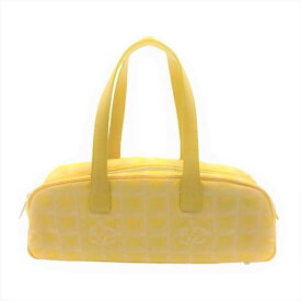 【中古】CHANEL ニュートラベルライン 横長 ミニボストン イエロー トート バッグ ジャカード ナイロン ショルダーバッグ ハンドバッグ 肩掛け バッグ シャネル レディース 女性用 USED-B