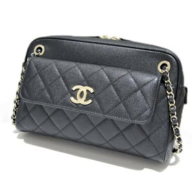【中古】CHANEL カメラバッグ AS1368 チェーン キャビアスキン ブラック 黒 ゴールド金具 ショルダー バッグ シャネル レディース USED-SA